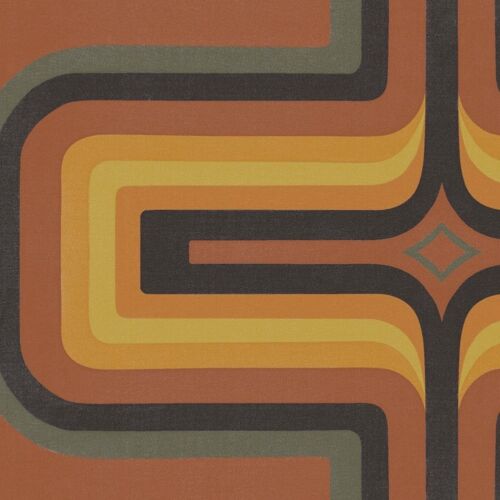 70s Geometric wallpaper Terracotta + Orange - Roll