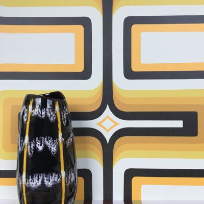 70s Geometric Yellow + Black - roll