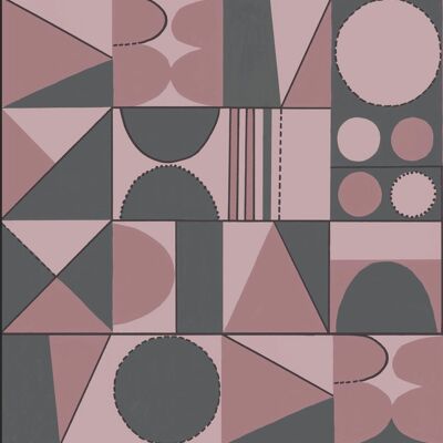 Taking Shape Wallpaper – Rose, Rouge + Grau – Muster