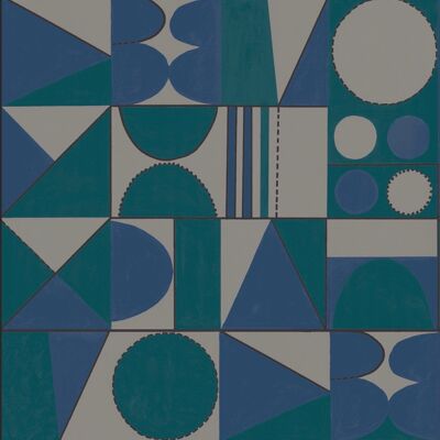 Taking Shape Wallpaper- Cobalt & Terracotta - sample