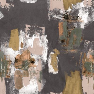 Abstract Painterly Wallpaper- Grey - sample - Graphite