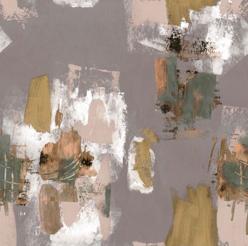 Abstract Painterly Wallpaper- Mushroom & Ochre - roll