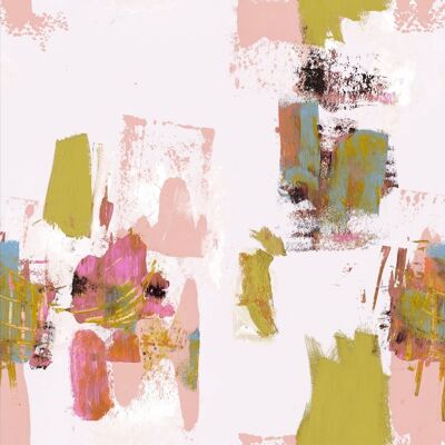 Abstract Painterly Wallpaper- Pastel Pink - roll - Pastel pink