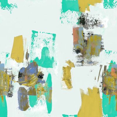 Abstrakte malerische Tapete - Pastell Mintgrün - Rolle