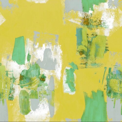 Abstract Painterly Wallpaper- Bright Yellow & Green - sample - Bright yellow & green