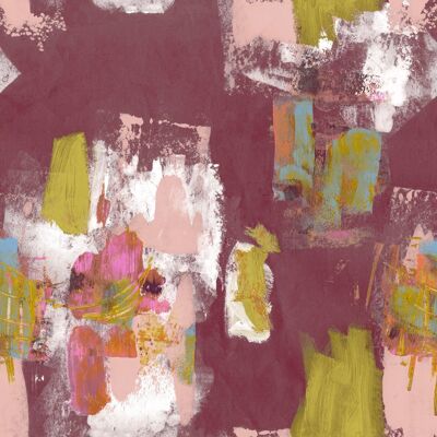 Papier peint abstrait pictural - Bordeaux - échantillon