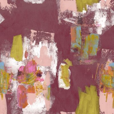 Abstract Painterly Wallpaper- Claret - sample