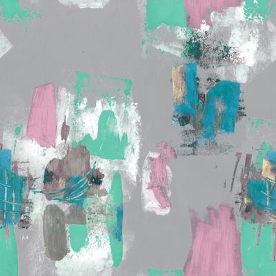 Papel pintado abstracto pictórico - gris - rollo