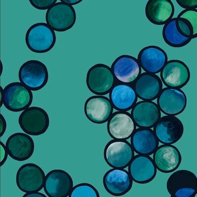 Papel pintado Ombre Circle - Aqua & Cobalt - rollo