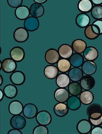Papier Peint Cercle Ombré - Turquoise - rouleau