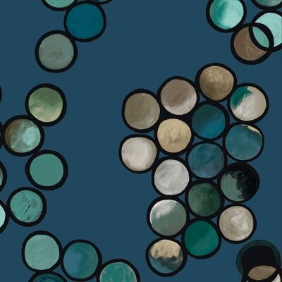 OmbrÃ© Circle Wallpaper - Petrol & Taupes - roll