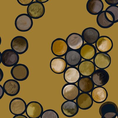 OmbrÃ© Circle Wallpaper - Mustard & Greys - Sample