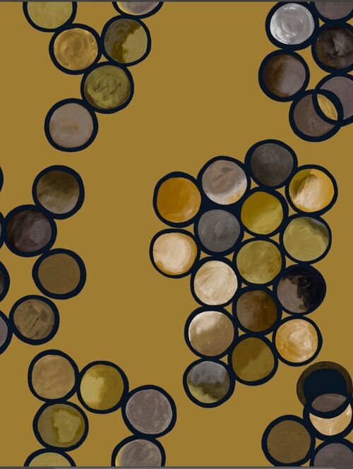OmbrÃ© Circle Wallpaper - Mustard & Greys - roll