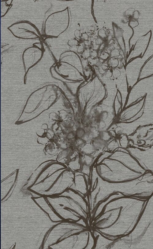 Aquatint floral Wallpaper - Grey + Mocha - roll