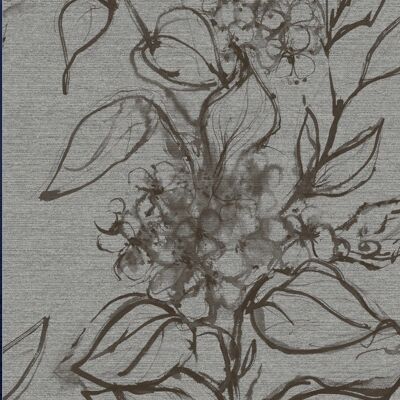 Papel pintado floral aguatinta - Gris + Moca - rollo