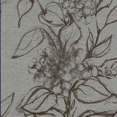 Aquatint floral Wallpaper - Grey + Mocha - roll