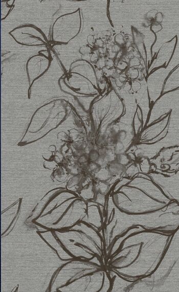 Papier Peint Floral Aquatinte - Gris + Moka - échantillon