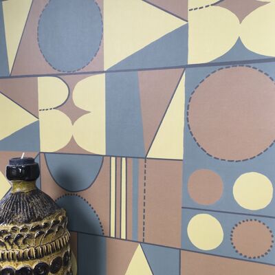 Taking Shape Wallpaper - Ochre, Grey + Clay - Roll