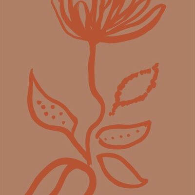 Imprimé fleurs - Gris + Terre cuite - A4