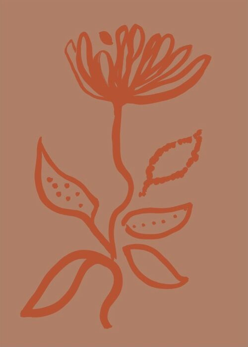 Flower print - Grey + Terracotta - A2