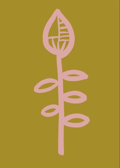 Flower print - Mustard + Pink - A4
