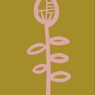 Flower print - Mustard + Pink - A3