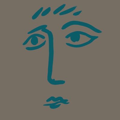 Gesichtsdruck – Grau + Blaugrün – A4