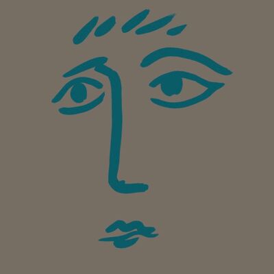 Face print - Grey + Teal - A3