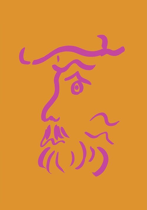 Face print no 4 - Marigold + Bright pink - A4