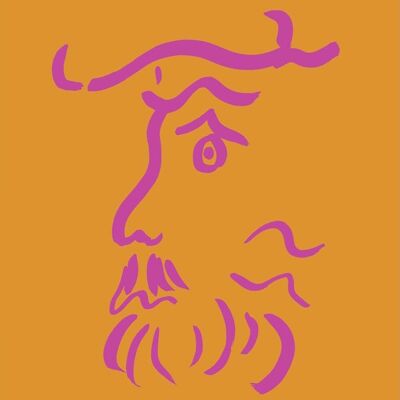 Face print no 4 - Marigold + Bright pink - A3