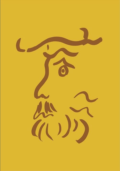 Face print no 4 - Yellow + Brown - A4