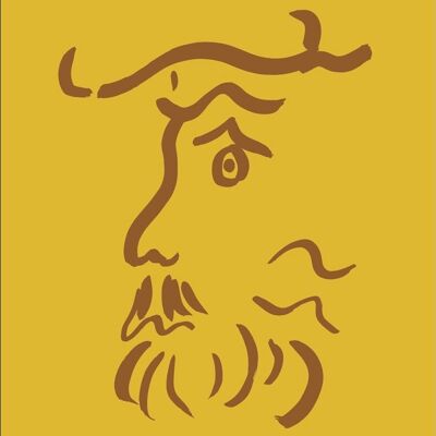 Face print no 4 - Yellow + Brown - A4