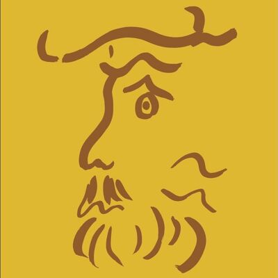 Face print no 4 - Yellow + Brown - A2