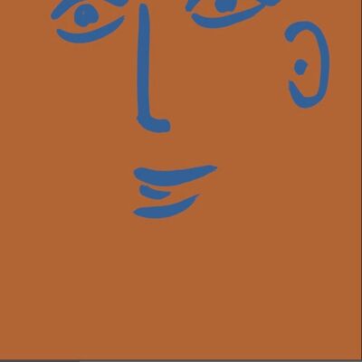 Face print - Terracotta + Blue - A2