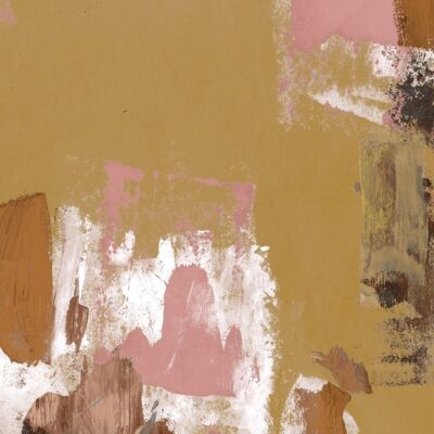 Abstrakte malerische Tapete - Tan + Pink - Probe