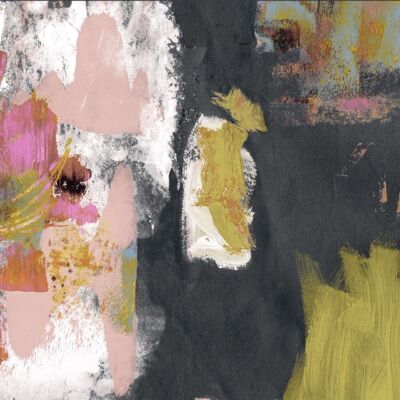 Abstrakte malerische Tapete – Graphit + Blush – Rolle