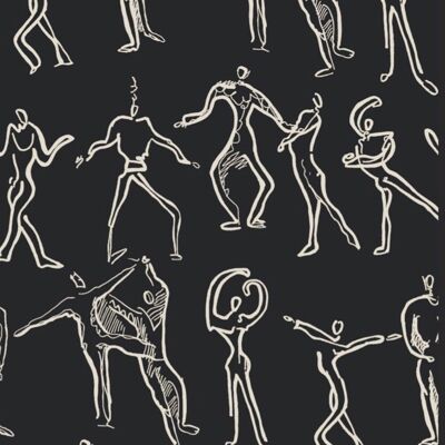 Dancers Wallpaper - Black + White - sample