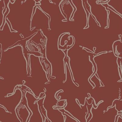 Papier Peint Dancers - Brique Rouge - rouleau