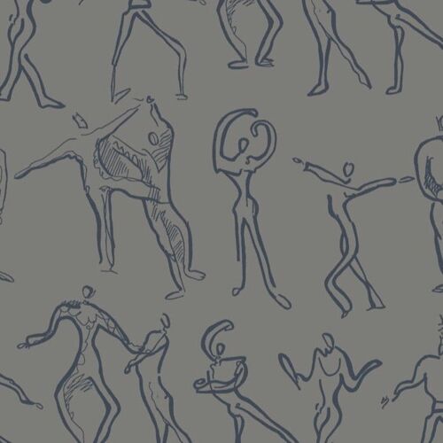 Dancers Wallpaper - Mushroom + Grey - sample