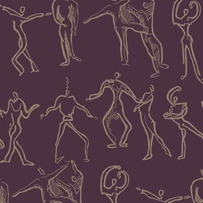 Dancers Wallpaper - Berry - sample