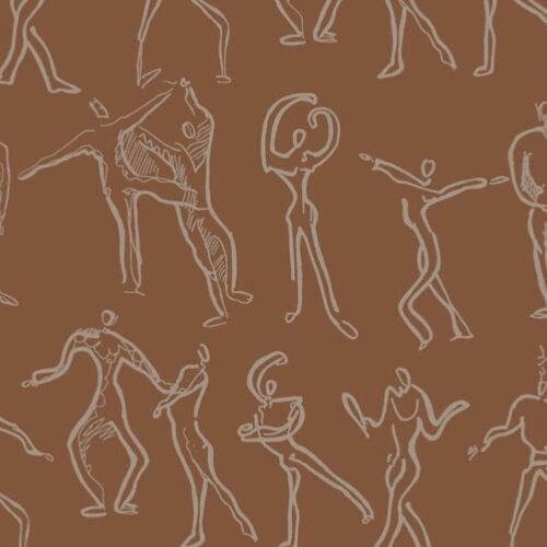 Dancers Wallpaper - Terracotta - sample