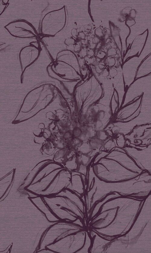 Aquatint floral Wallpaper - Heather - roll