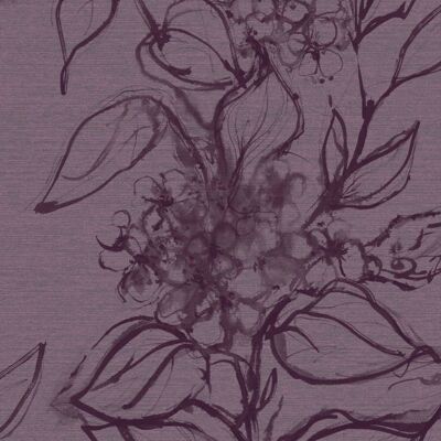 Papier peint floral Aquatinte - Bruyère - rouleau