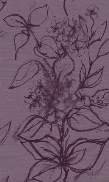 Papier peint floral Aquatinte - Bruyère - rouleau