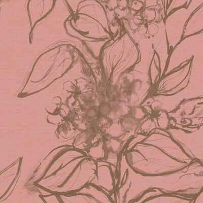 Papier Peint Floral Aquatinte - Rose + Moka - échantillon