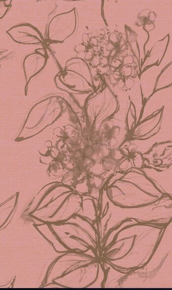 Papier Peint Floral Aquatinte - Rose + Moka - échantillon