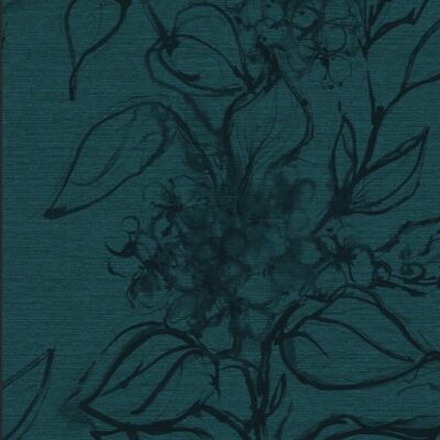 Aquatint floral Wallpaper - Petrol - roll