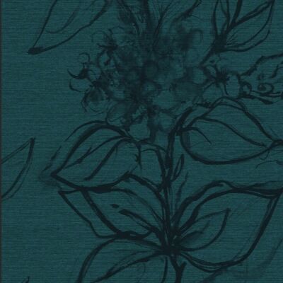Aquatint floral Wallpaper - Petrol - sample