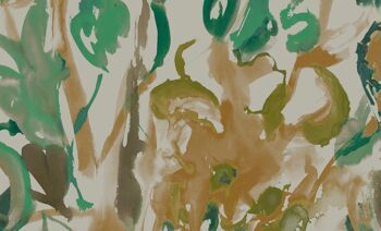 Papier peint floral Brushstrokes - sable + aqua - rouleau