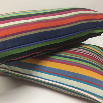 Multi brights Striped Cushion - Pale pink